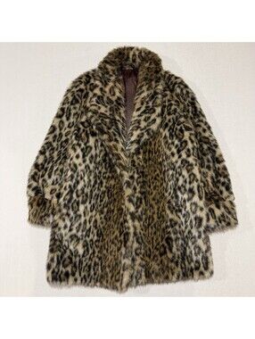VTG 1970s High Faill Korea Leopard Faux Fur Coat Mid Length Shaggy Winter Jacket
